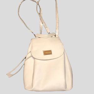 bebe Backpack White Gold Metal Accents Like New